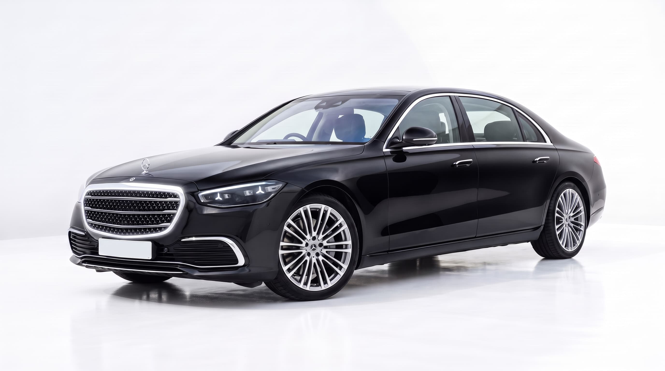 Black Mercedes-Benz S-Class long wheelbase chauffeur car